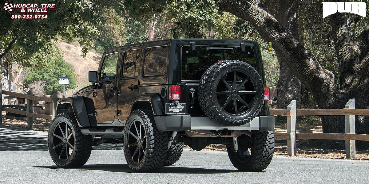 vehicle gallery/jeep wrangler dub push s110  Gloss Black wheels and rims